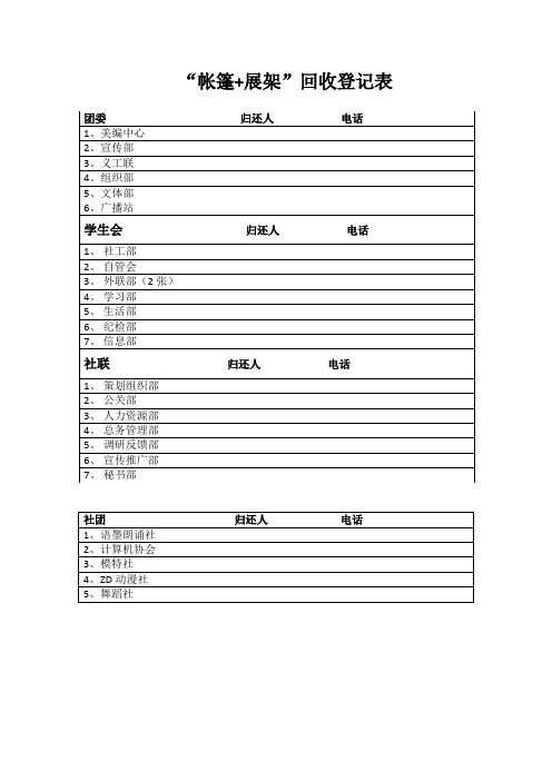 物料回收登记表