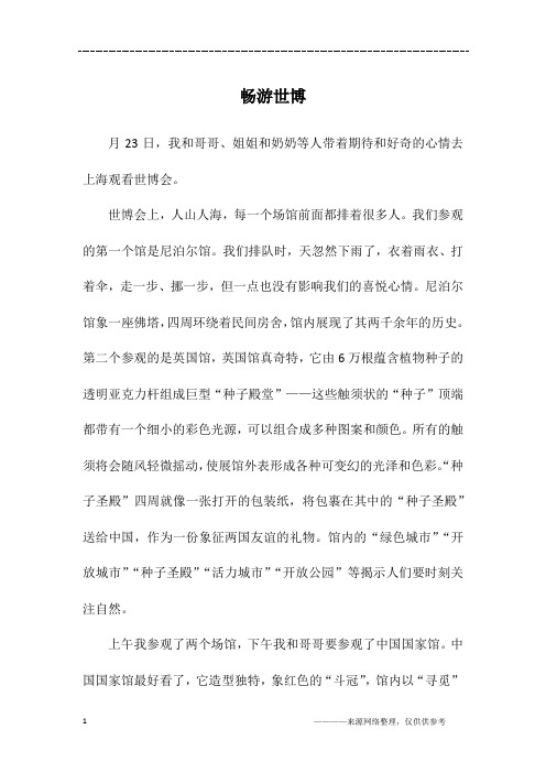 畅游世博_初二作文