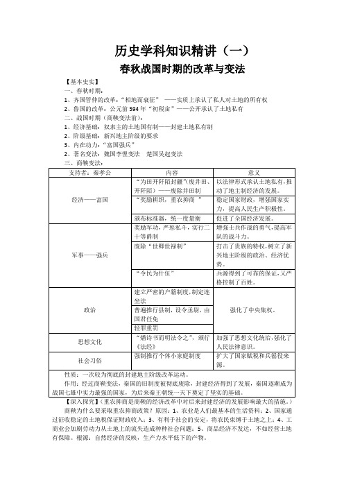 春秋战国时期的改革与变法