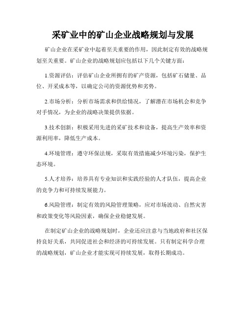 采矿业中的矿山企业战略规划与发展