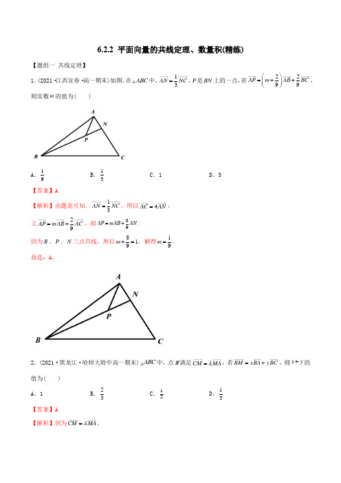 高中数学必修二   6   平面向量的共线定理、量积(精练)(含答案)