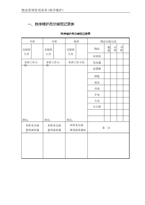 物业公司秩序维护管理表格