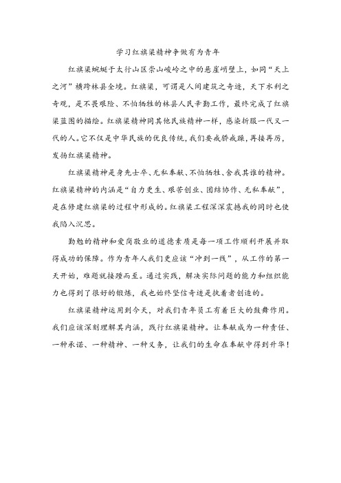 学习红旗渠精神争做有为青年