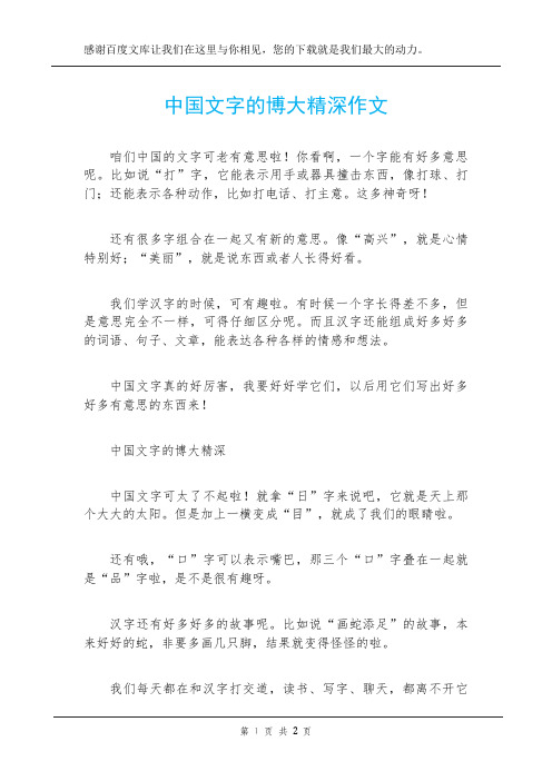 中国文字的博大精深作文