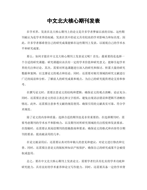 中文北大核心期刊发表