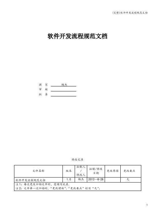 (完整)软件开发流程规范文档