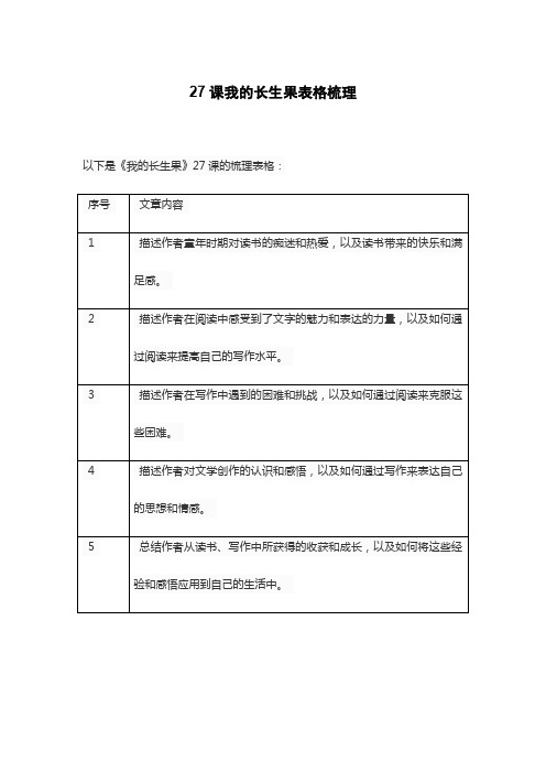 27课我的长生果表格梳理