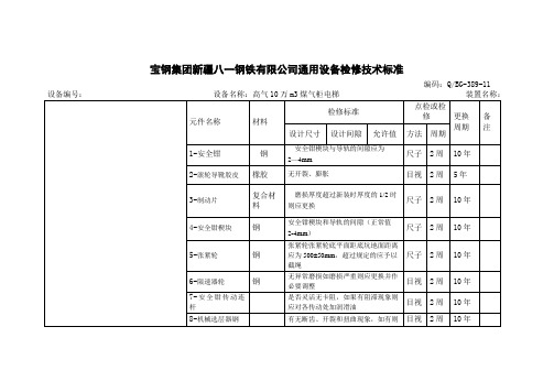 高气10万m3煤气柜电梯检修技术标准