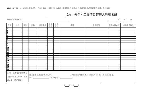 劳务表格