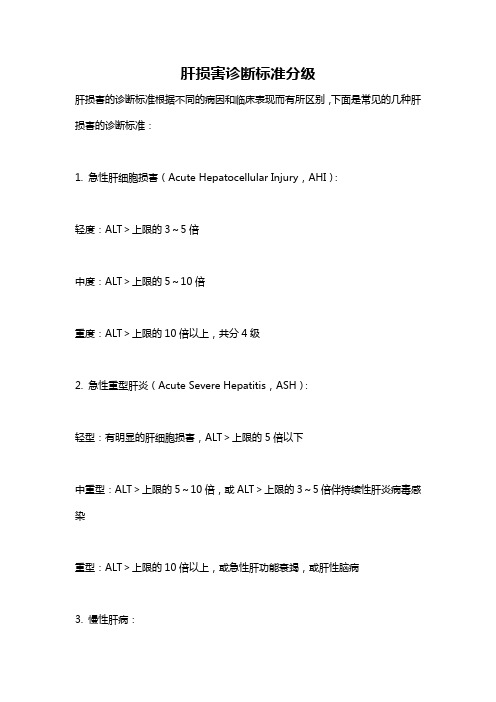 肝损害诊断标准分级