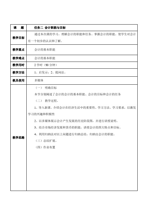 1.2 会计职能与目标