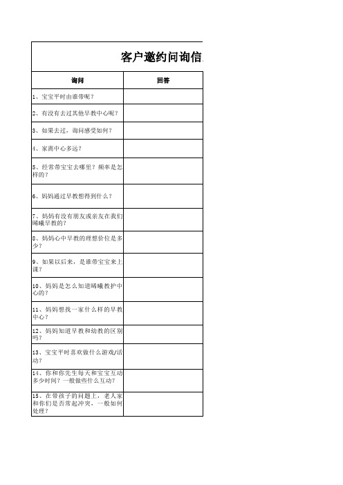 客户邀约问询信息表