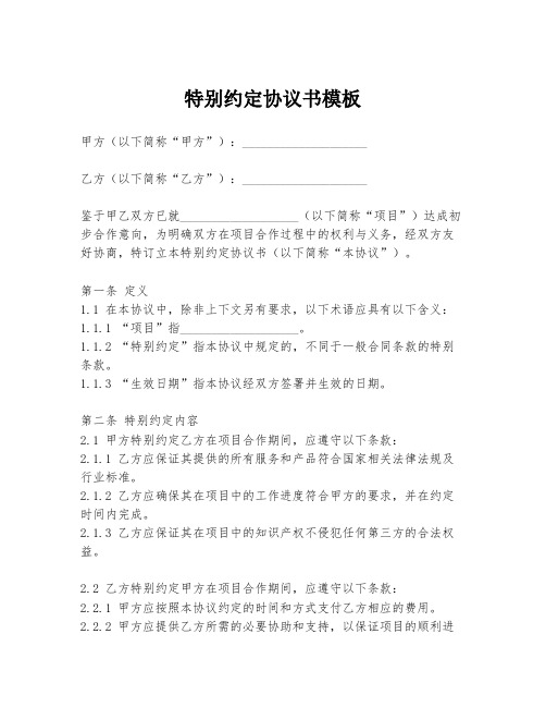 特别约定协议书模板