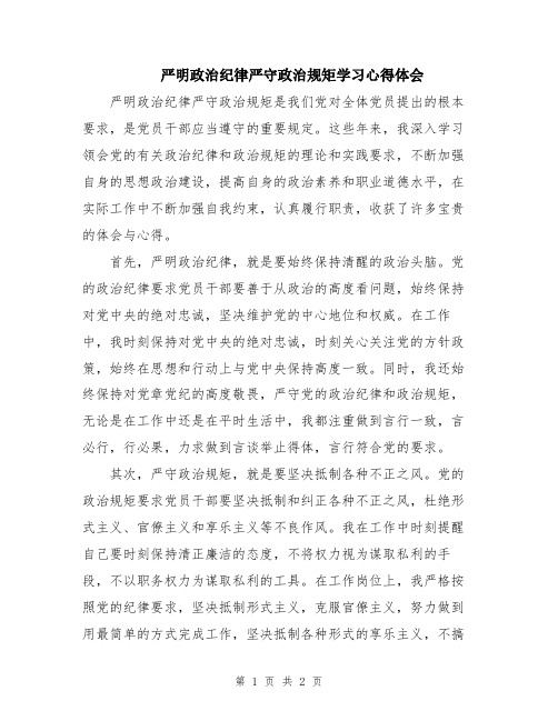 严明政治纪律严守政治规矩学习心得体会