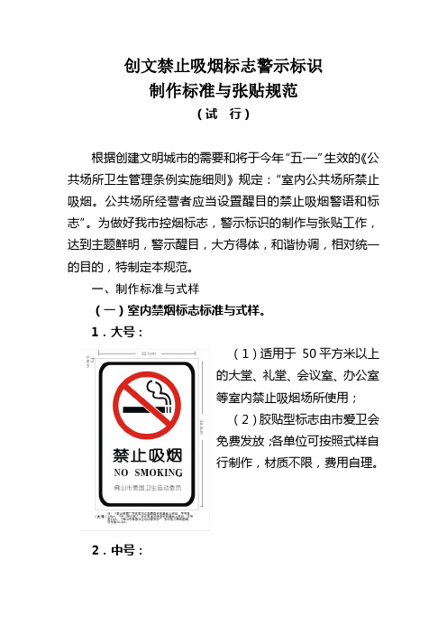 创文禁止吸烟标志警示标识制作标准与张贴规范