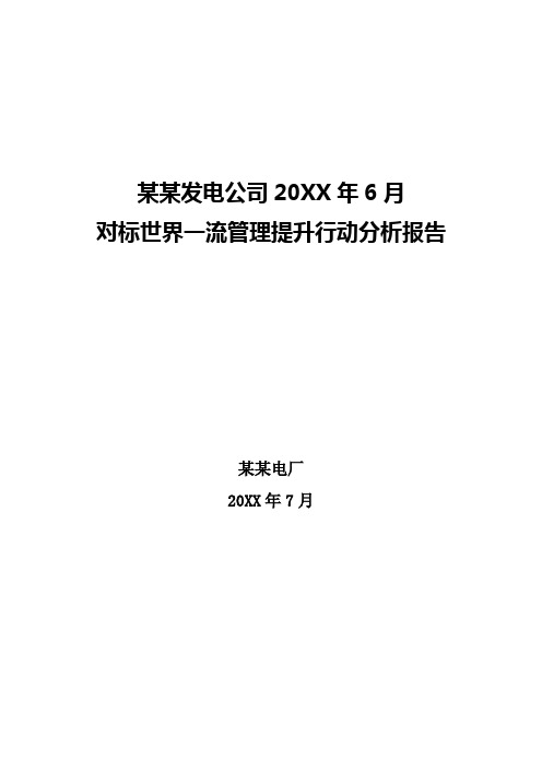 发电公司对标世界一流管理提升行动分析报告