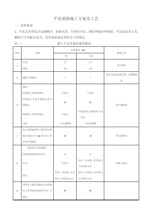 平瓦屋面施工方案及工艺