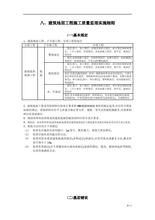 [最新版]建筑地面工程施工质量监理实施细则