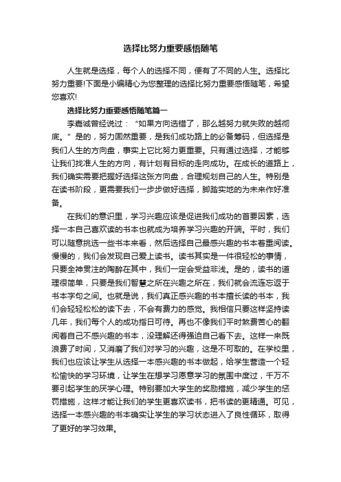 选择比努力重要感悟随笔