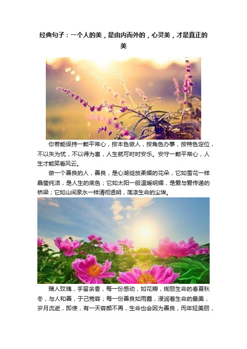 经典句子：一个人的美，是由内而外的，心灵美，才是真正的美