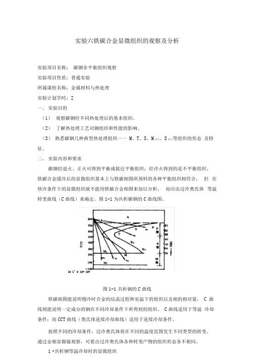 铁碳合金显微组织的观察及分析实验指导书