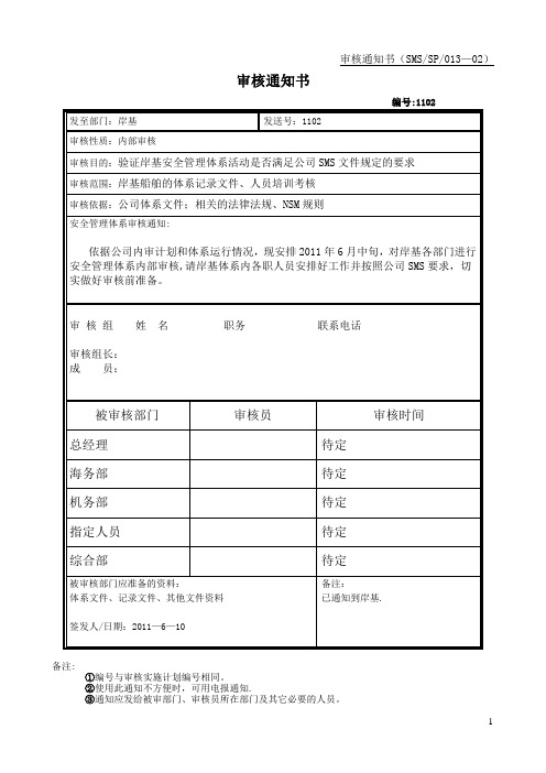 航运公司公司--内部审核全套资料