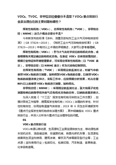 VOCs、TVOC、非甲烷总烃傻傻分不清楚？VOCs重点排放行业及治理存在的主要问题有哪些？