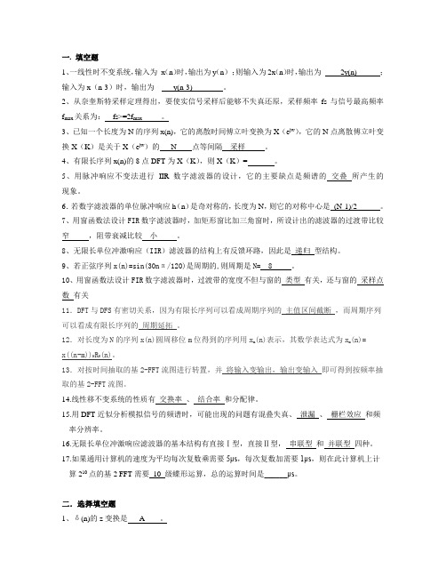 数字信号处理试题和答案