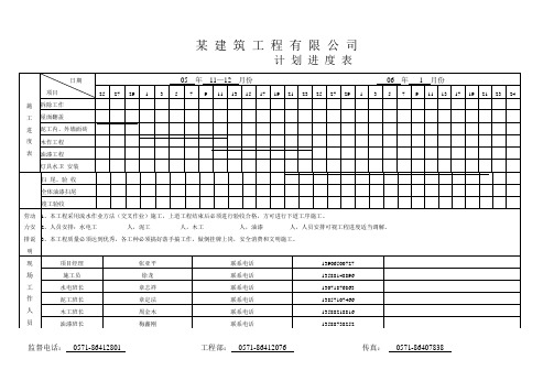 施工进度表-经典通用宝藏文档