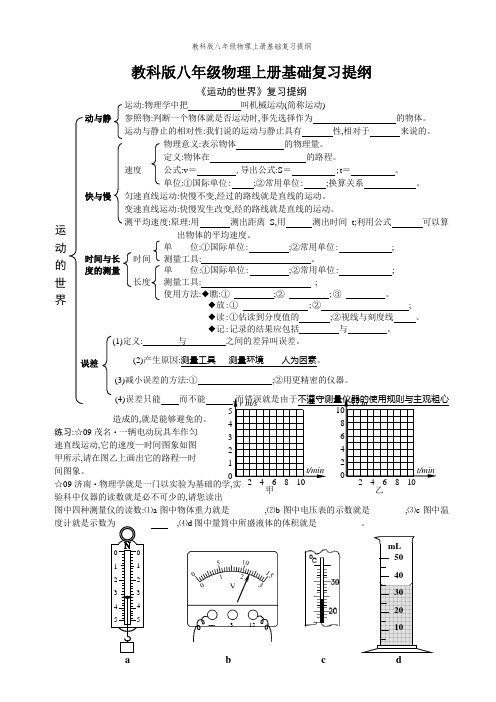 教科版八年级物理上册基础复习提纲