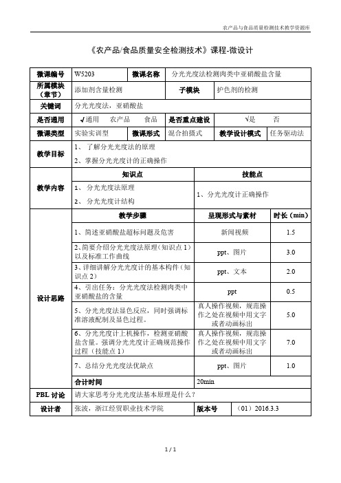 食品质量安检测技术W5203分光光度法检测肉类中亚硝酸盐含量-1-微设计