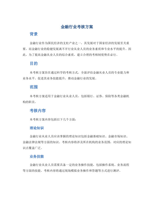 金融行业考核方案