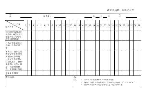 PZGLI007-032 激光打标机保养记录表A0