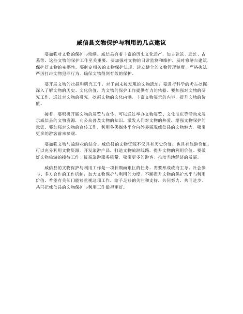 威信县文物保护与利用的几点建议