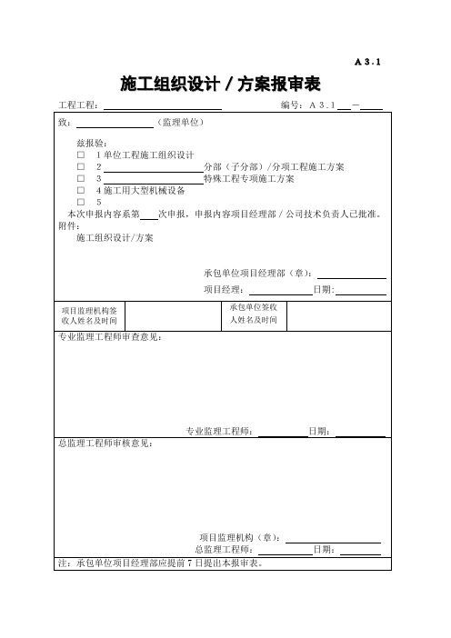 施工组织设计／方案报审表