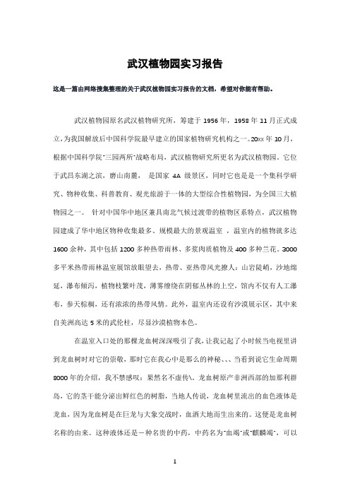 武汉植物园实习报告