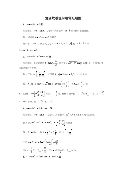 三角函数最值题型