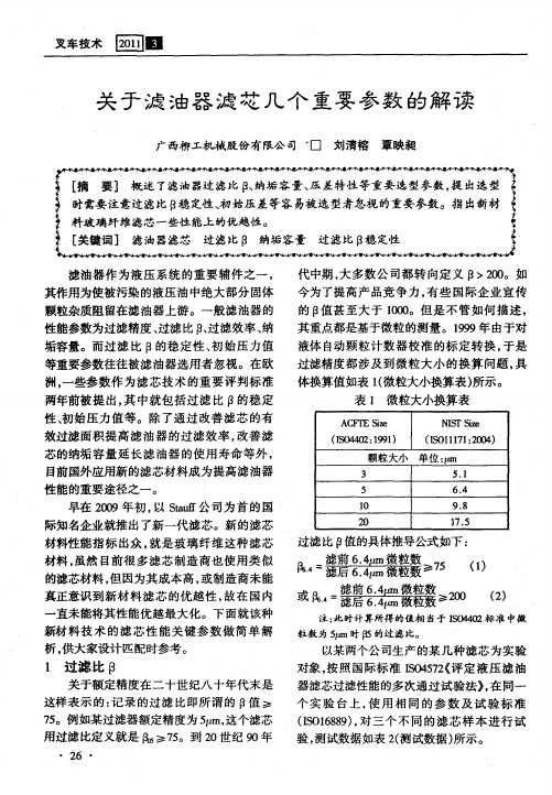 关于滤油器滤芯几个重要参数的解读