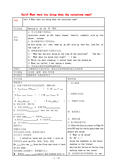 八年级英语下册Unit5Whatwereyoudoingwhentherainstormcame教学案新版人教新目标版