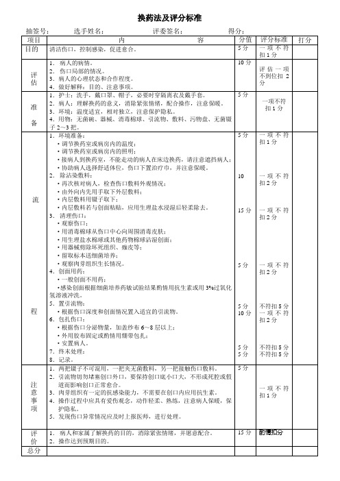 护士技术操作考核评分标准