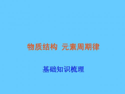 2014届高三化学知识点梳理(元素周期律、原子结构)课件