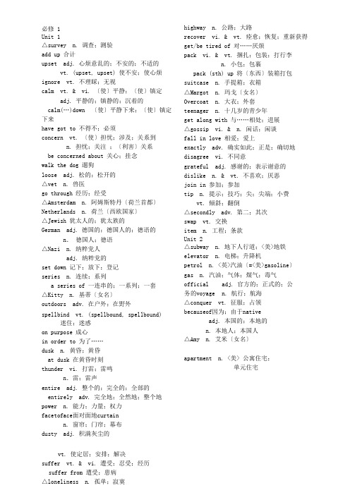 人教版高中高考单元英语单词表默写表必修一1到选修八8