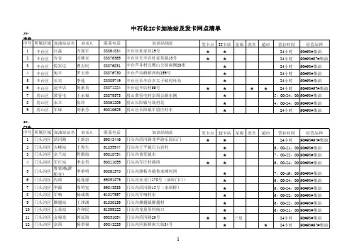 中石化京内加油站网点明细表