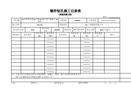 支护常用施工记录表