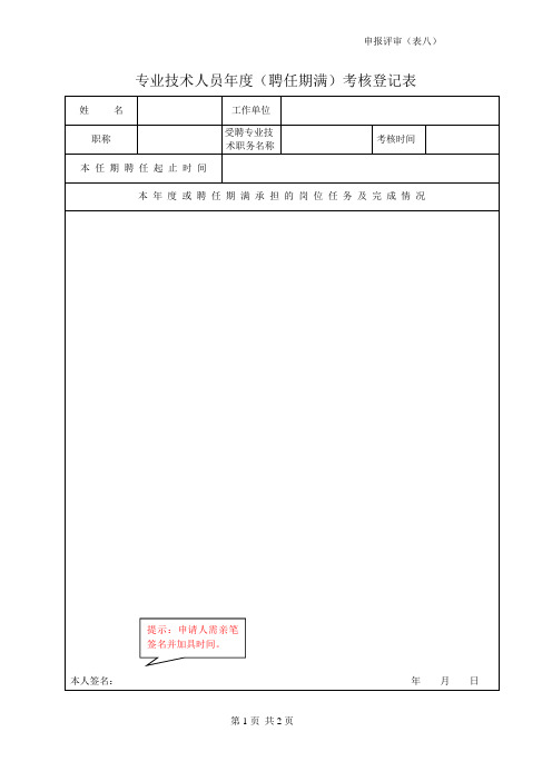 专业技术人员年度(任职期满)考核登记表.doc