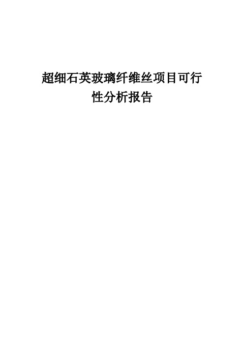 2024年超细石英玻璃纤维丝项目可行性分析报告