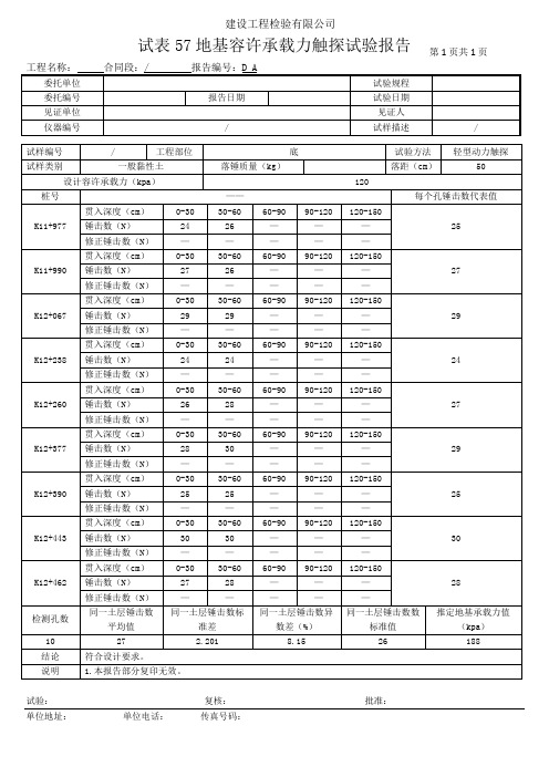 地基容许承载力触探试验报告