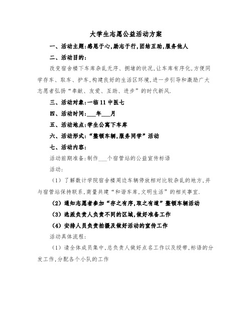 大学生志愿公益活动方案（3篇）