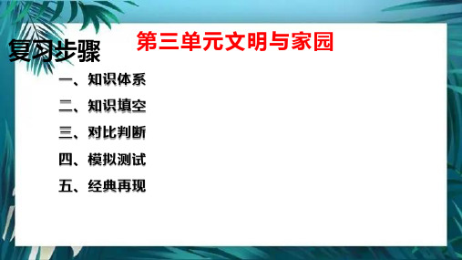 第三单元文明与家园复习课件道德与法治九年级上册