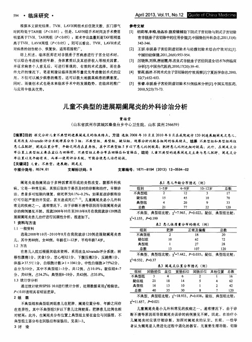 儿童不典型的进展期阑尾炎的外科诊治分析